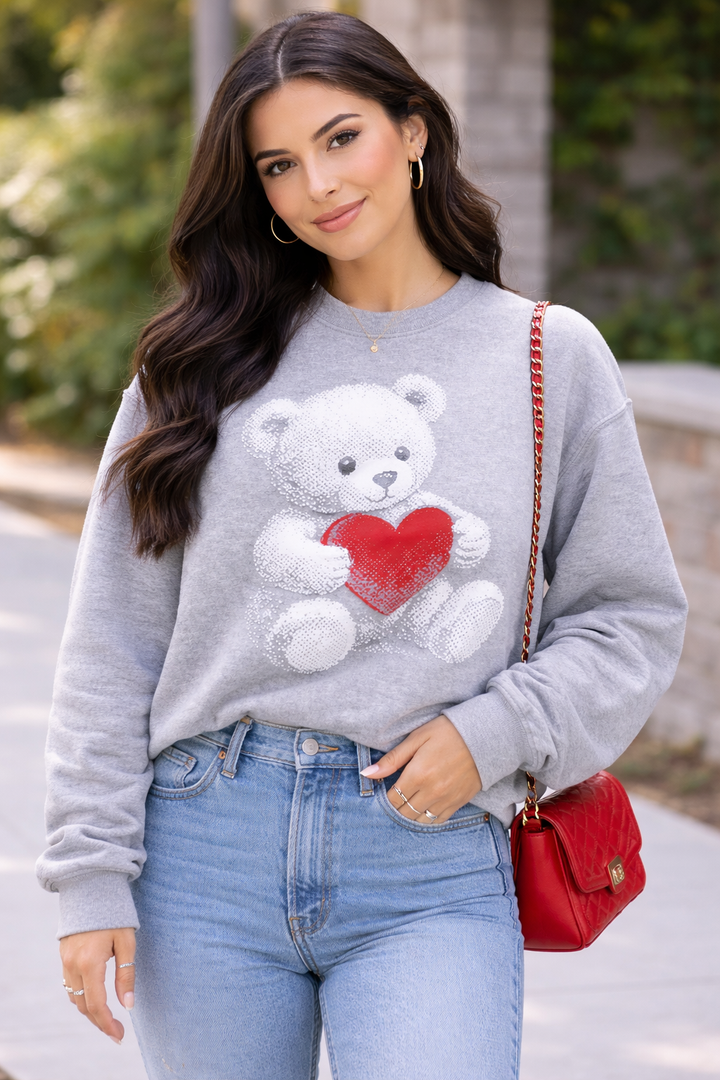 Halftone Teddy Graphic Sweatshirt