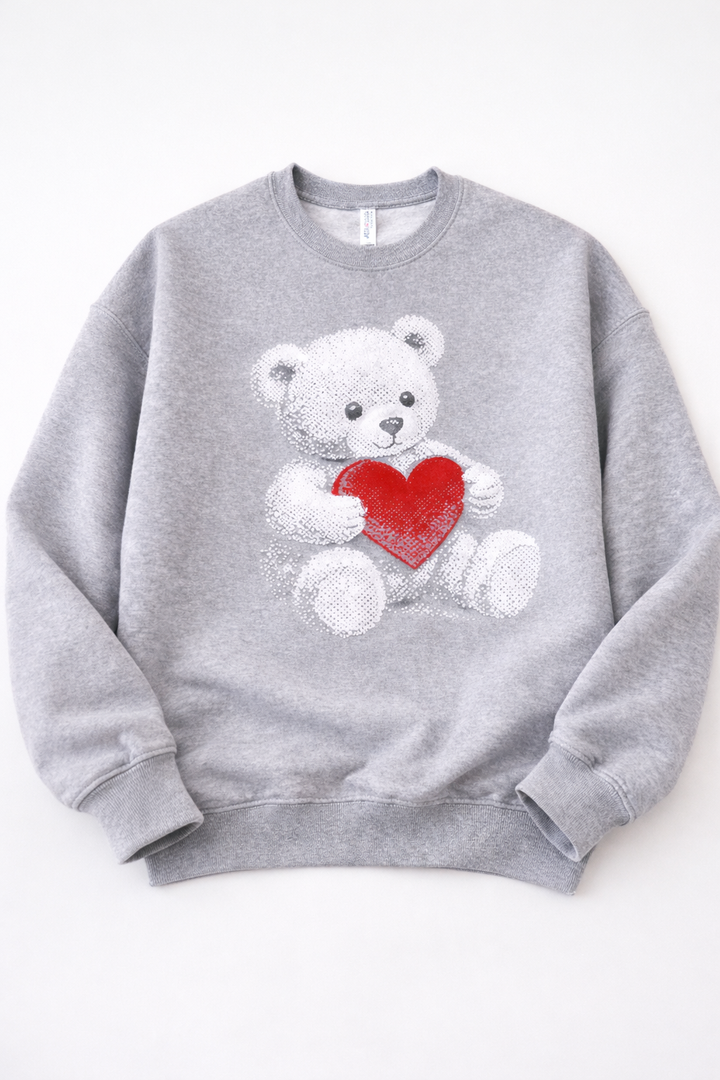 Halftone Teddy Graphic Sweatshirt