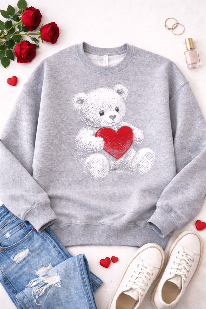 Halftone Teddy Graphic Sweatshirt