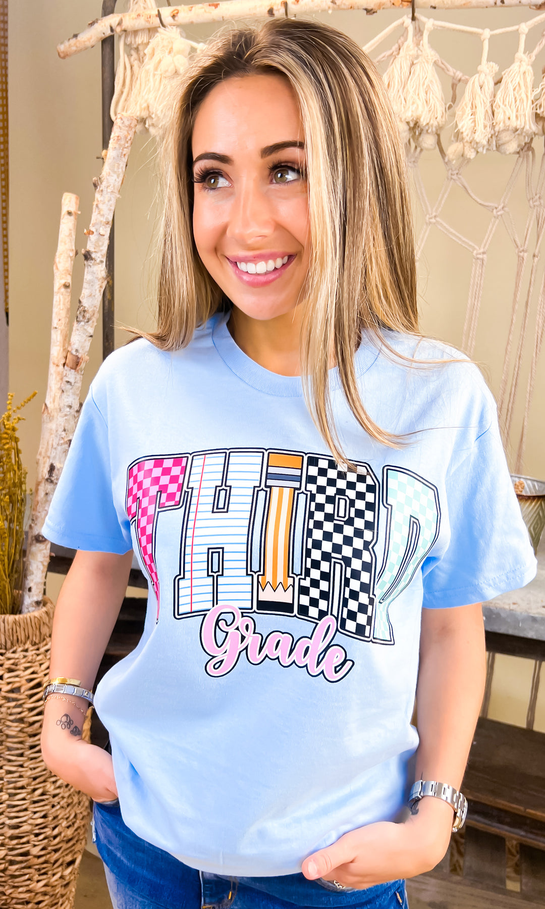 Checkerboard Grade Level Graphic T-Shirt