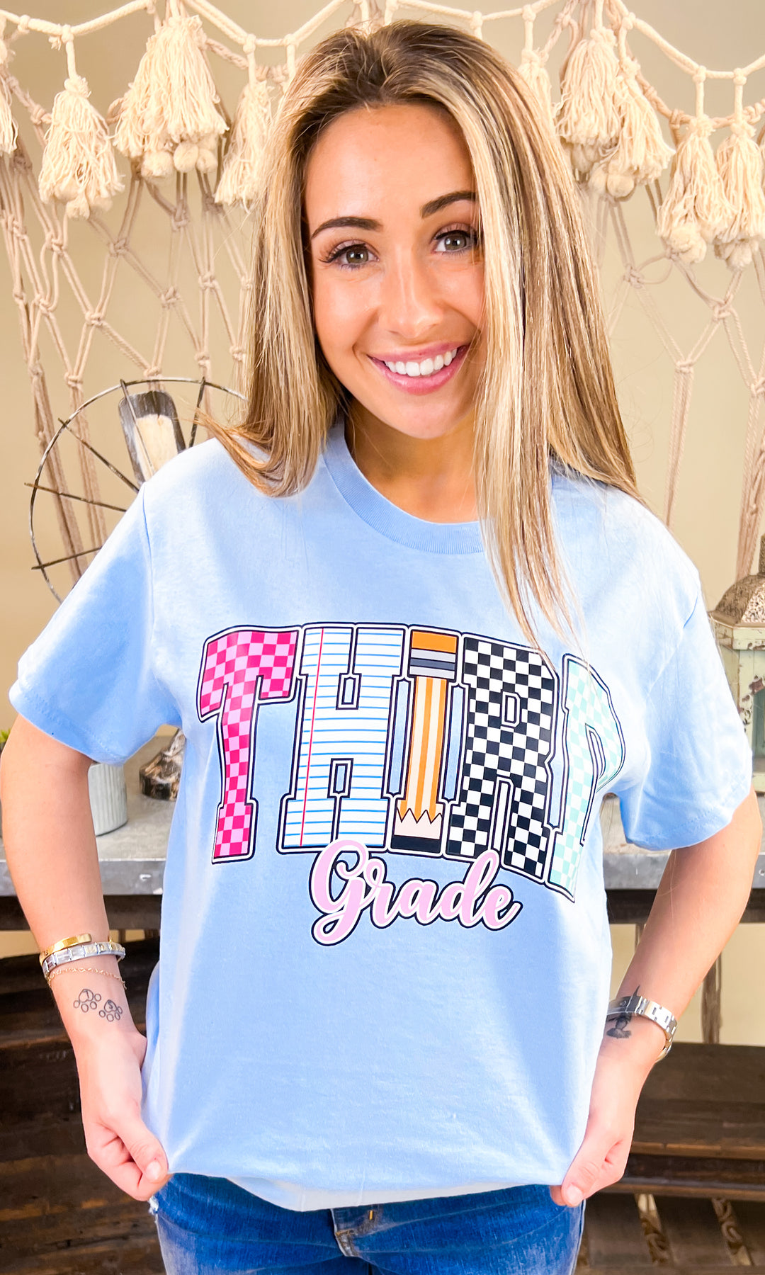 Checkerboard Grade Level Graphic T-Shirt