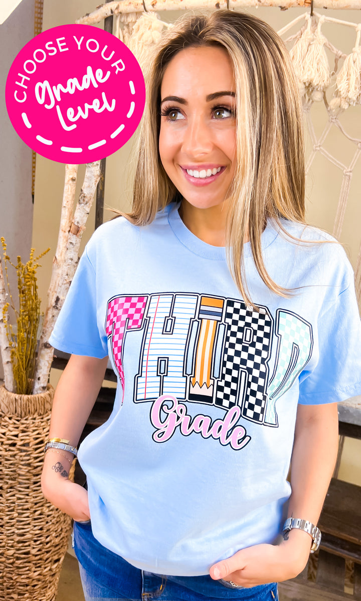 Checkerboard Grade Level Graphic T-Shirt