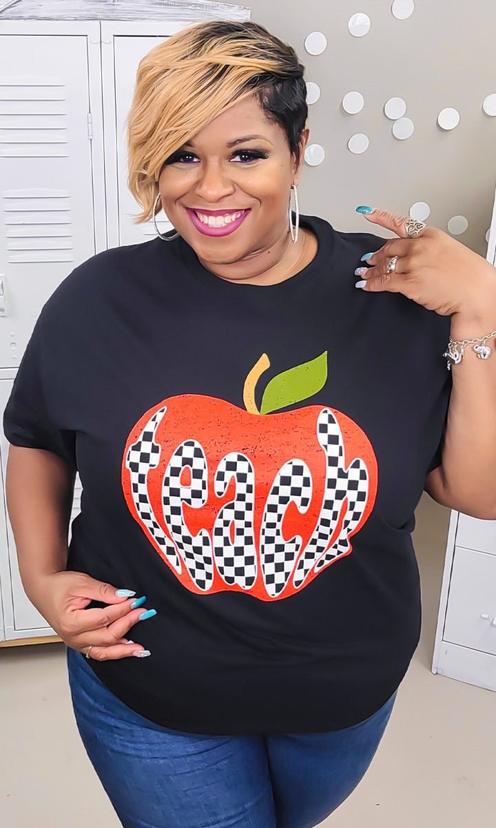 Checkerboard Teach Graphic T-Shirt