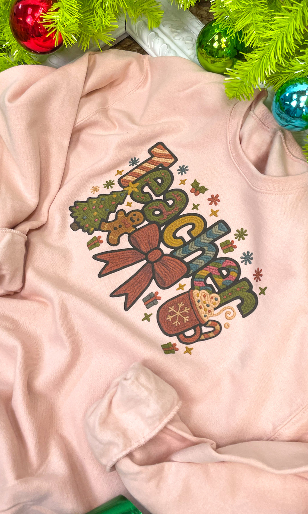 Christmas Teacher Yarn Graphic Sweatshirt