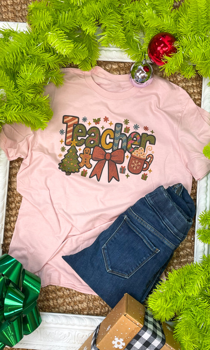 Christmas Teacher Yarn Graphic Shirt