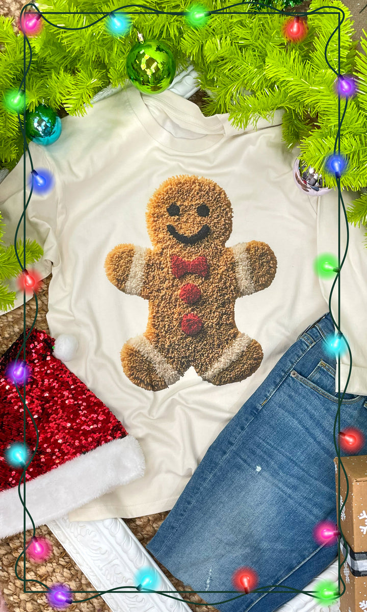 Christmas Yarn Gingerbread Man Long Sleeve Graphic T-Shirt