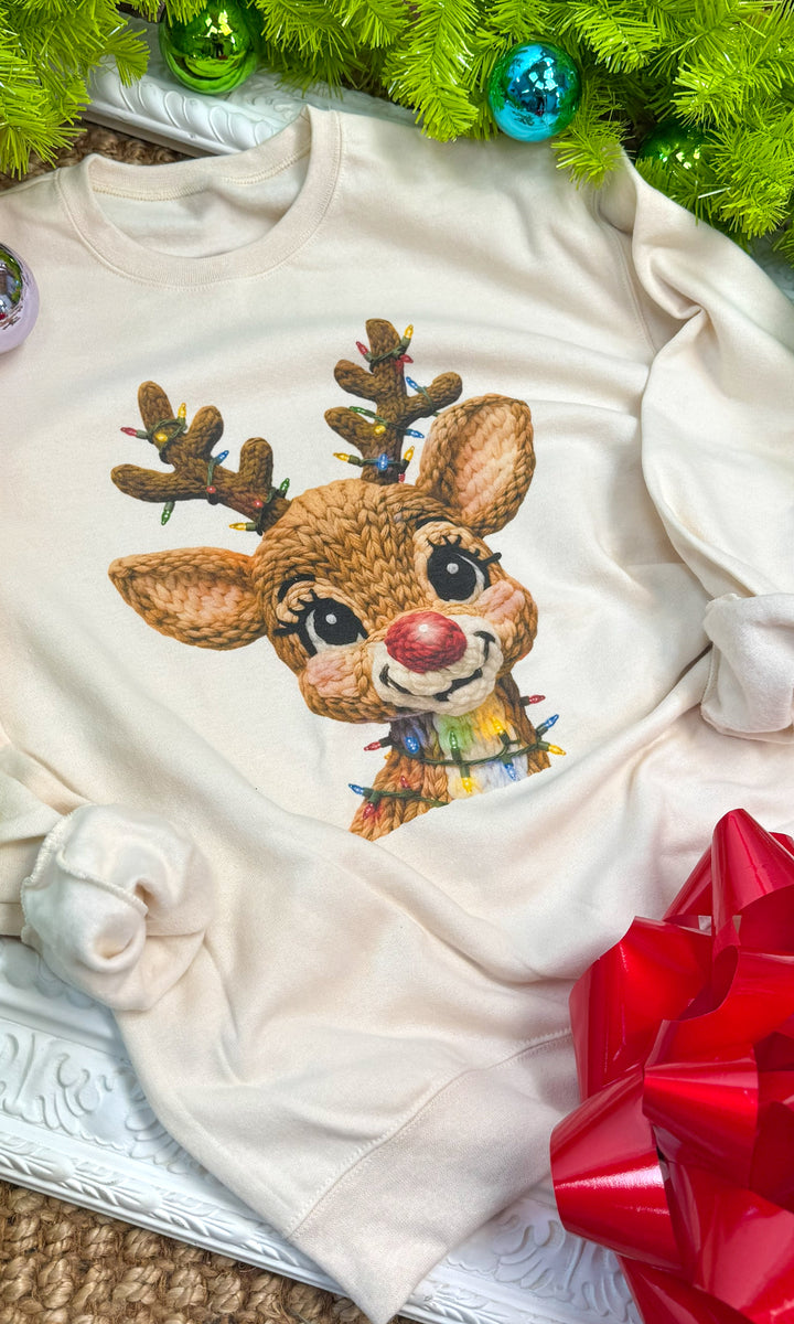 Christmas Yarn Rudolph Graphic Sweatshirt
