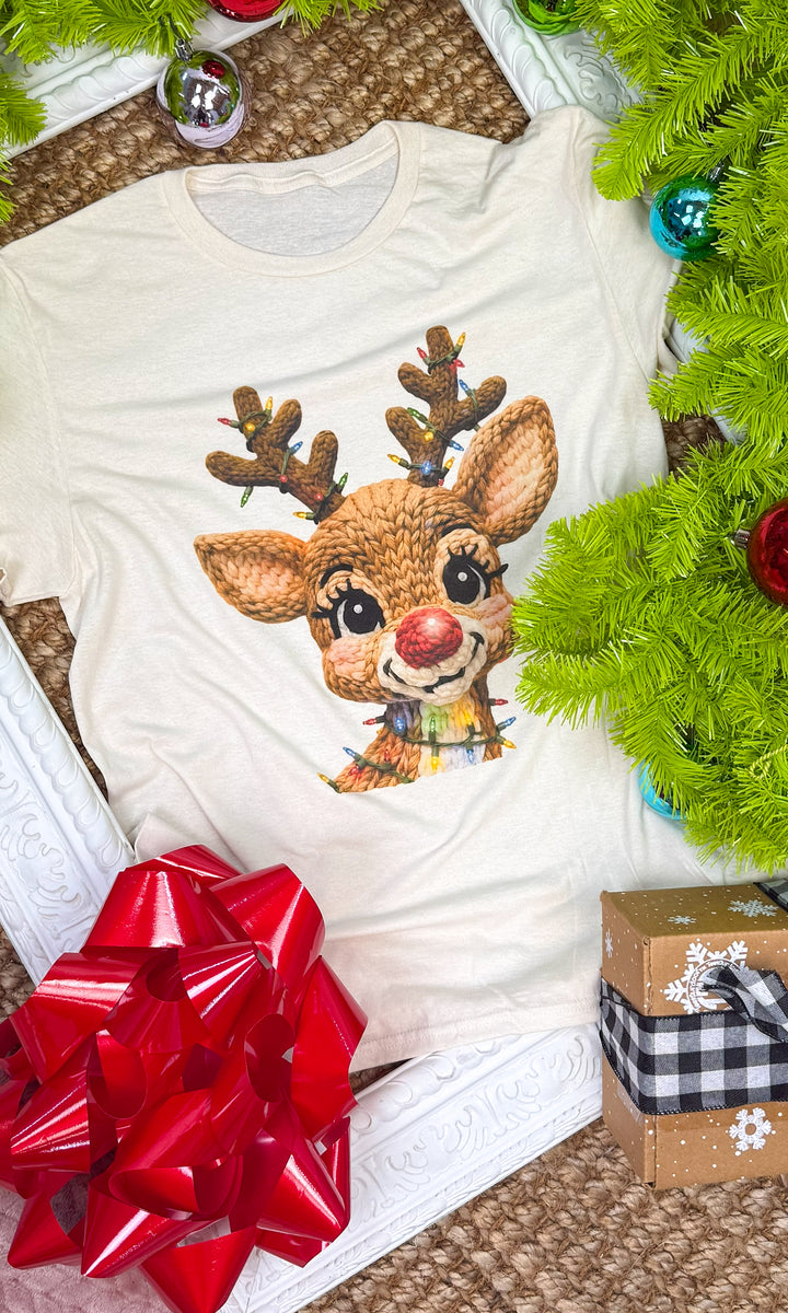 Christmas Yarn Rudolph Graphic T-Shirt