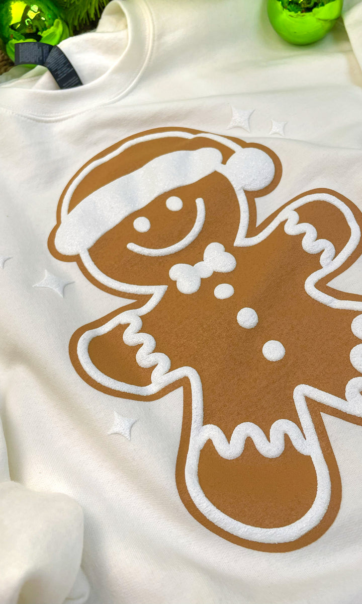 Christmas Gingerbread Puff Graphic Sweatshirt