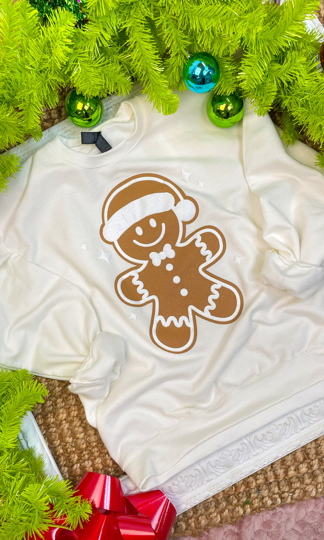 Christmas Gingerbread Puff Graphic Sweatshirt