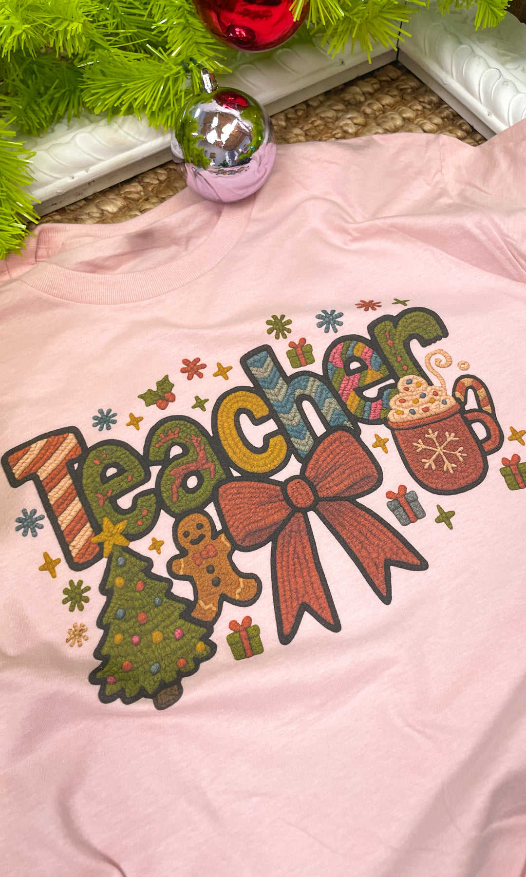 Christmas Teacher Yarn Graphic Shirt