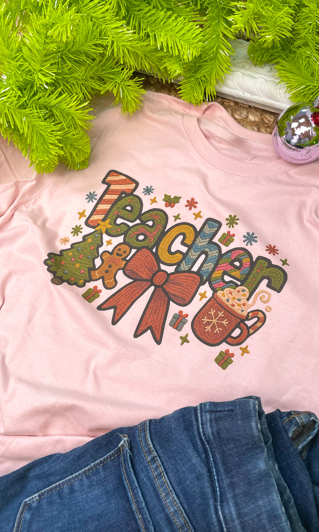 Christmas Teacher Yarn Graphic Shirt