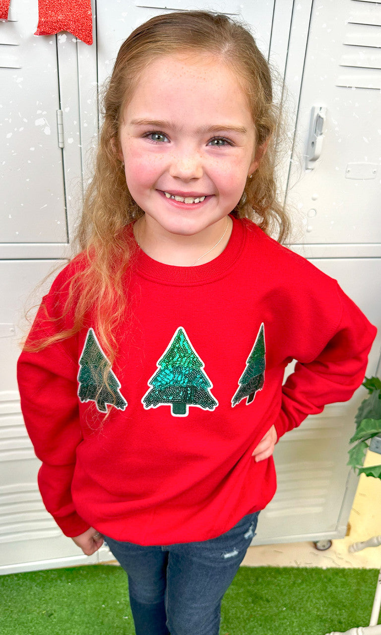 Christmas Tree Sparkle Sequin Youth Graphic Sweatshirt