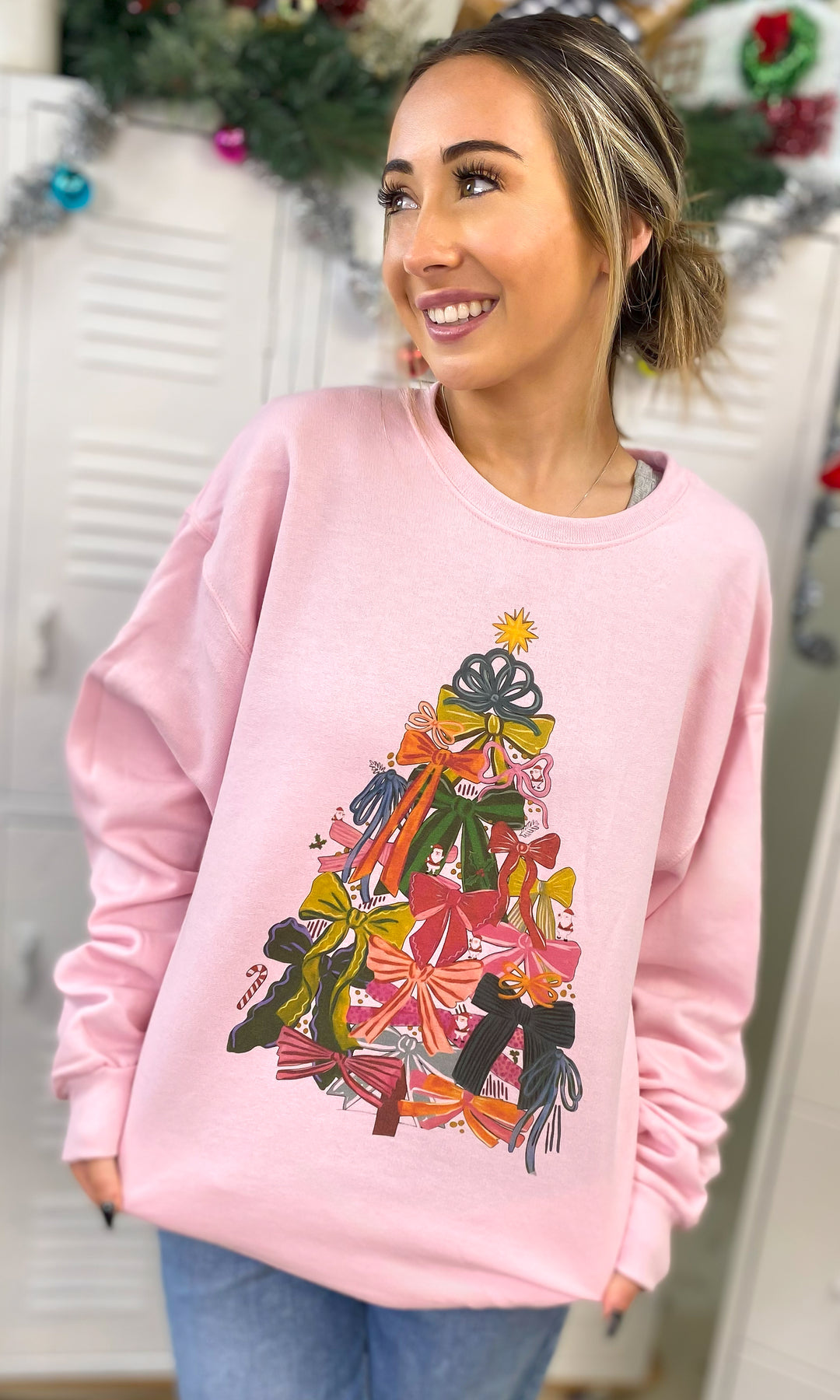 Christmas Tree Bows Graphic Sweatshirt