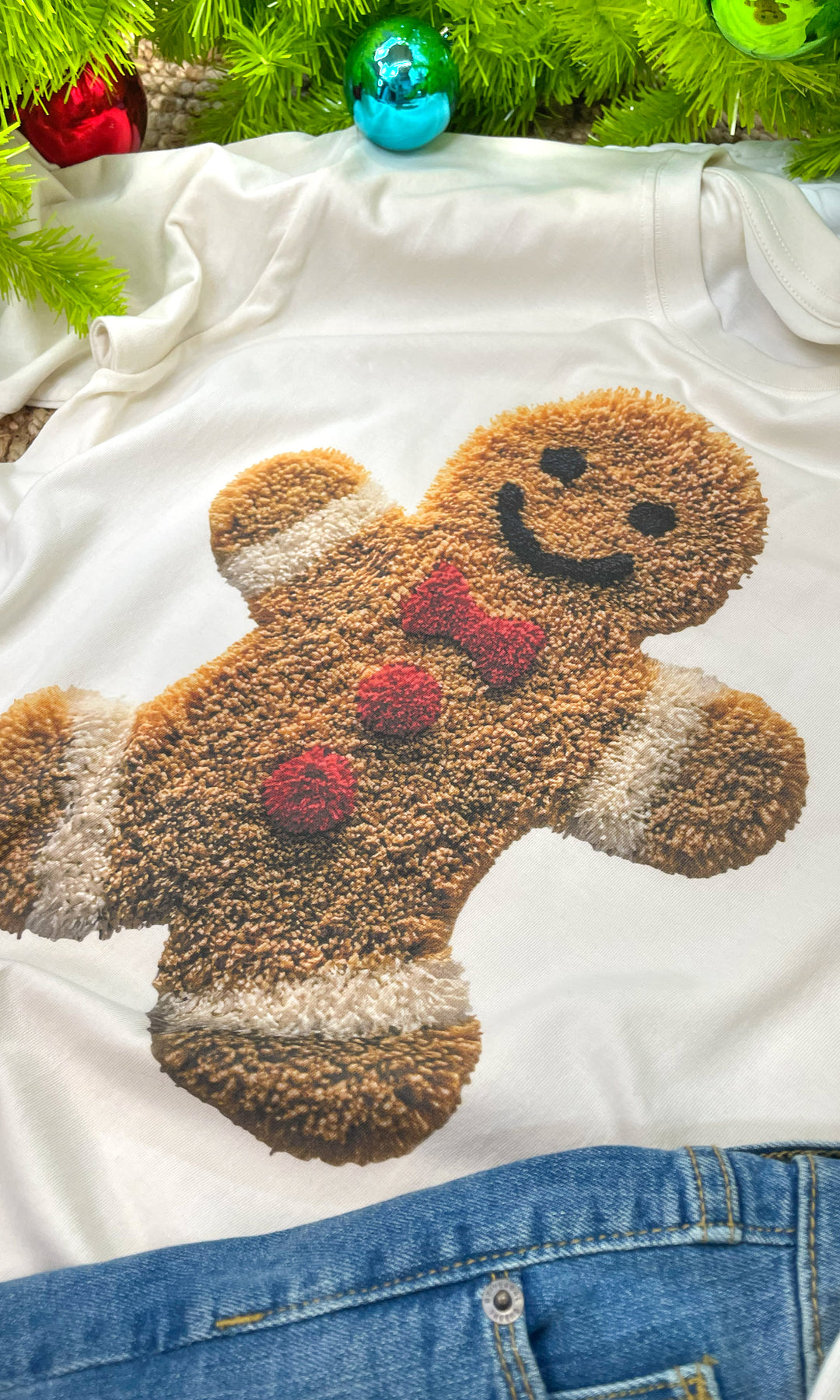 Christmas Yarn Gingerbread Man Long Sleeve Graphic T-Shirt