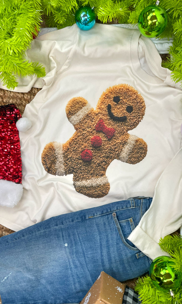 Christmas Yarn Gingerbread Man Long Sleeve Graphic T-Shirt