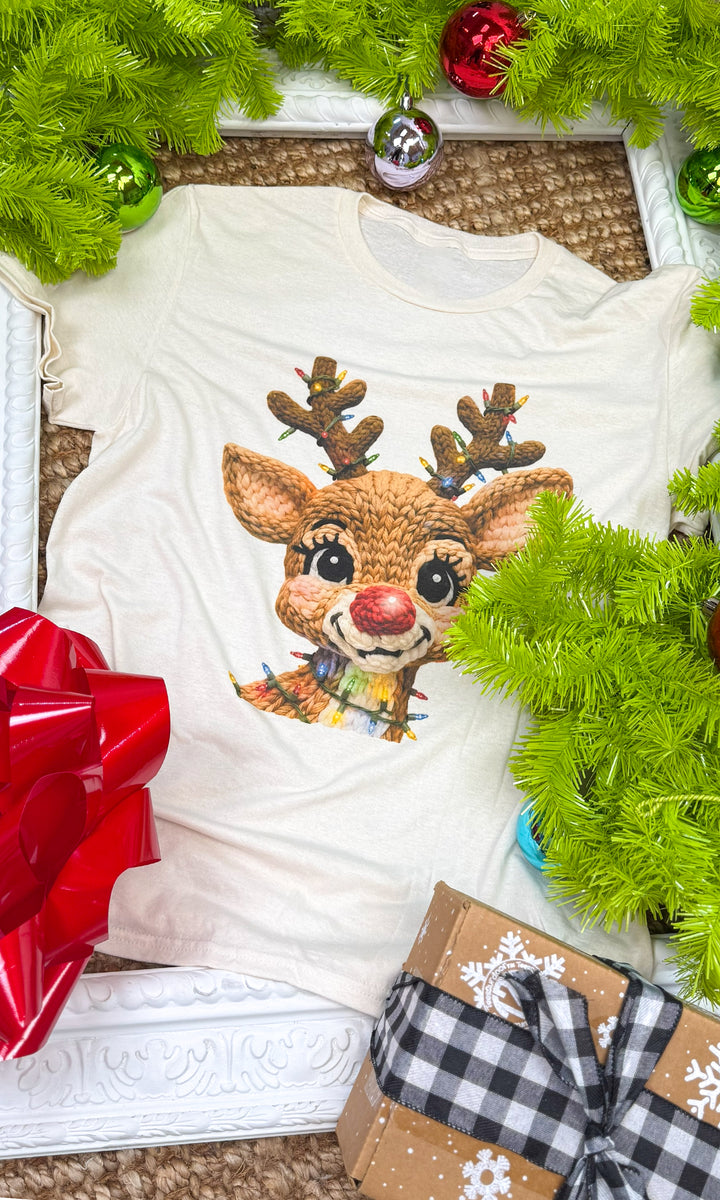 Christmas Yarn Rudolph Graphic T-Shirt