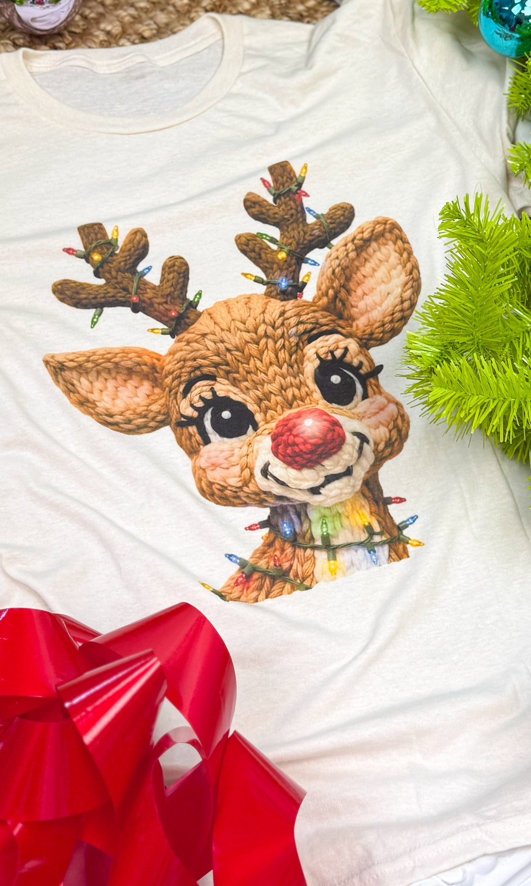 Christmas Yarn Rudolph Graphic T-Shirt