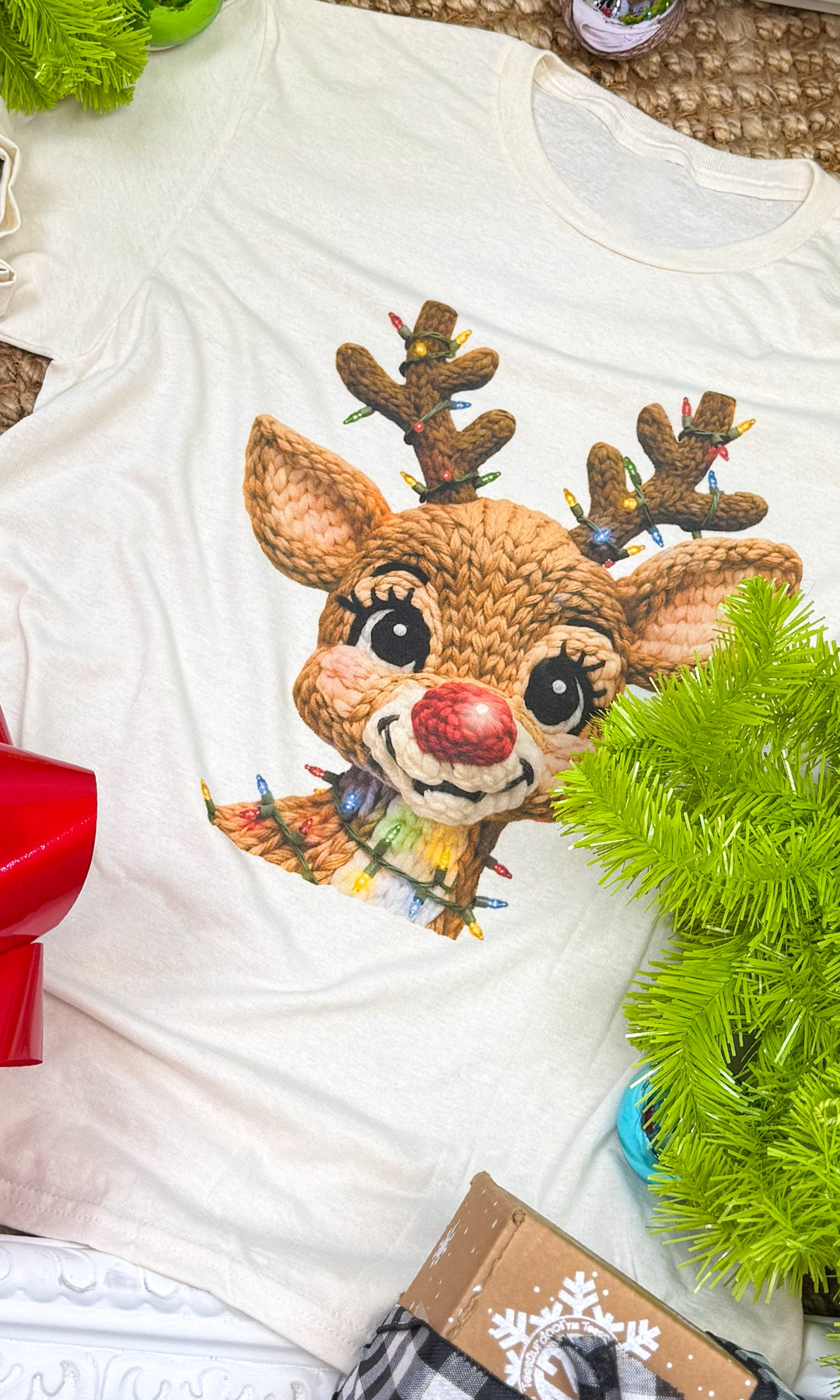 Christmas Yarn Rudolph Graphic T-Shirt