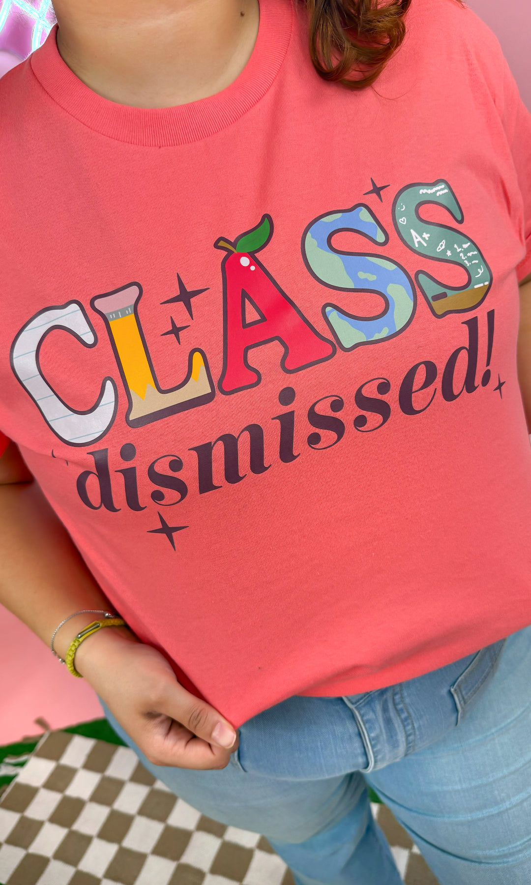 Class Dismissed Teacher Pattern Graphic T-Shirt
