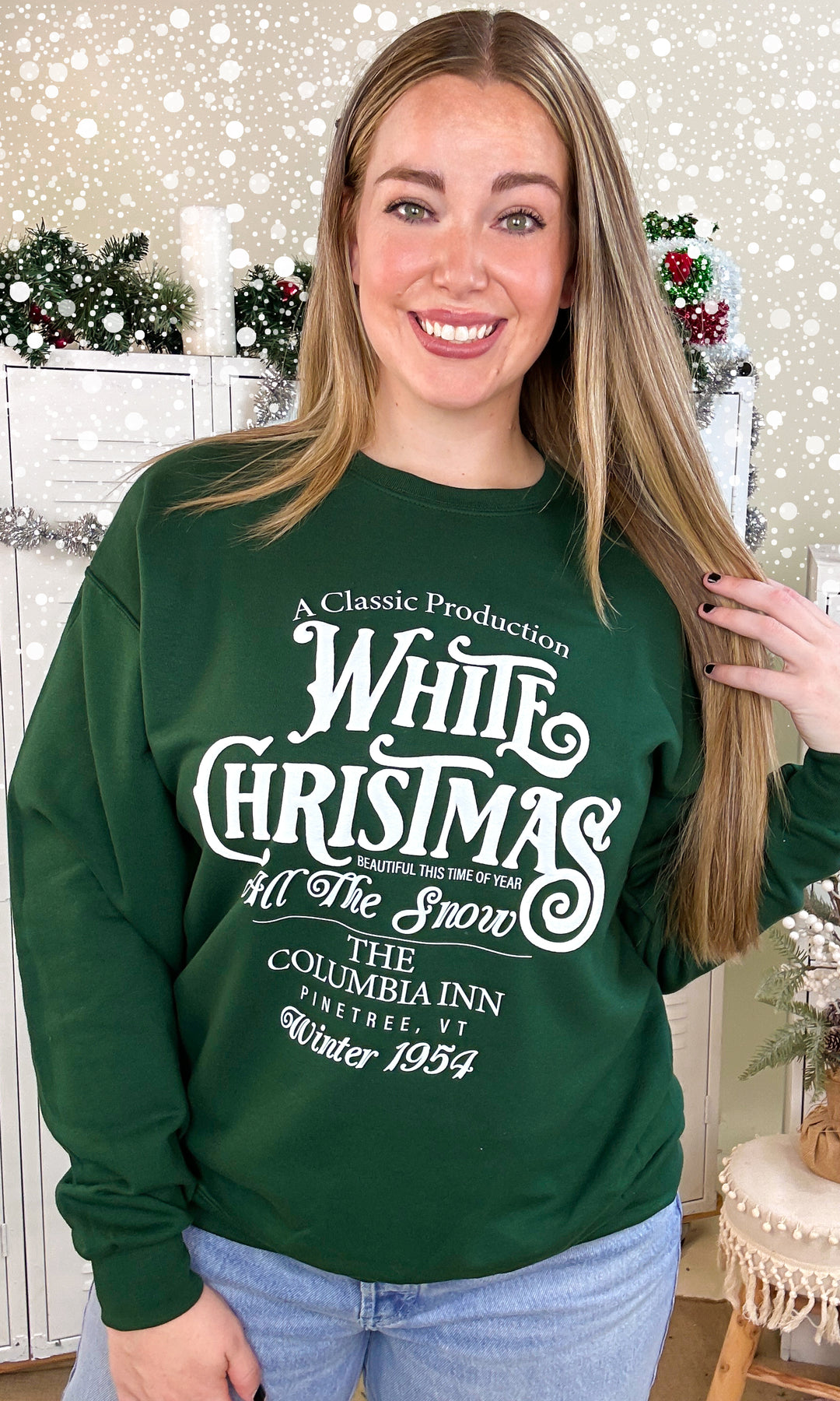 Classic White Christmas Puff Graphic Sweatshirt