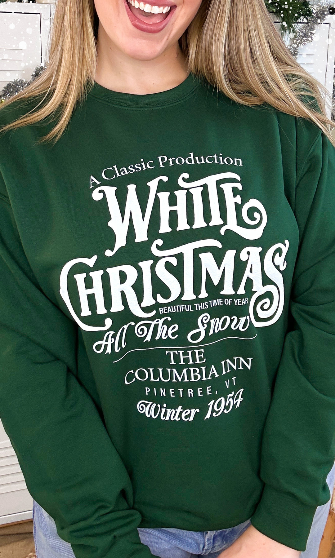 Classic White Christmas Puff Graphic Sweatshirt