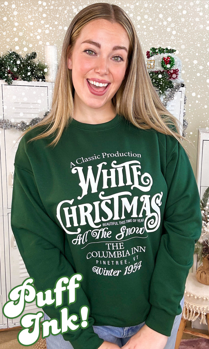 Classic White Christmas Puff Graphic Sweatshirt