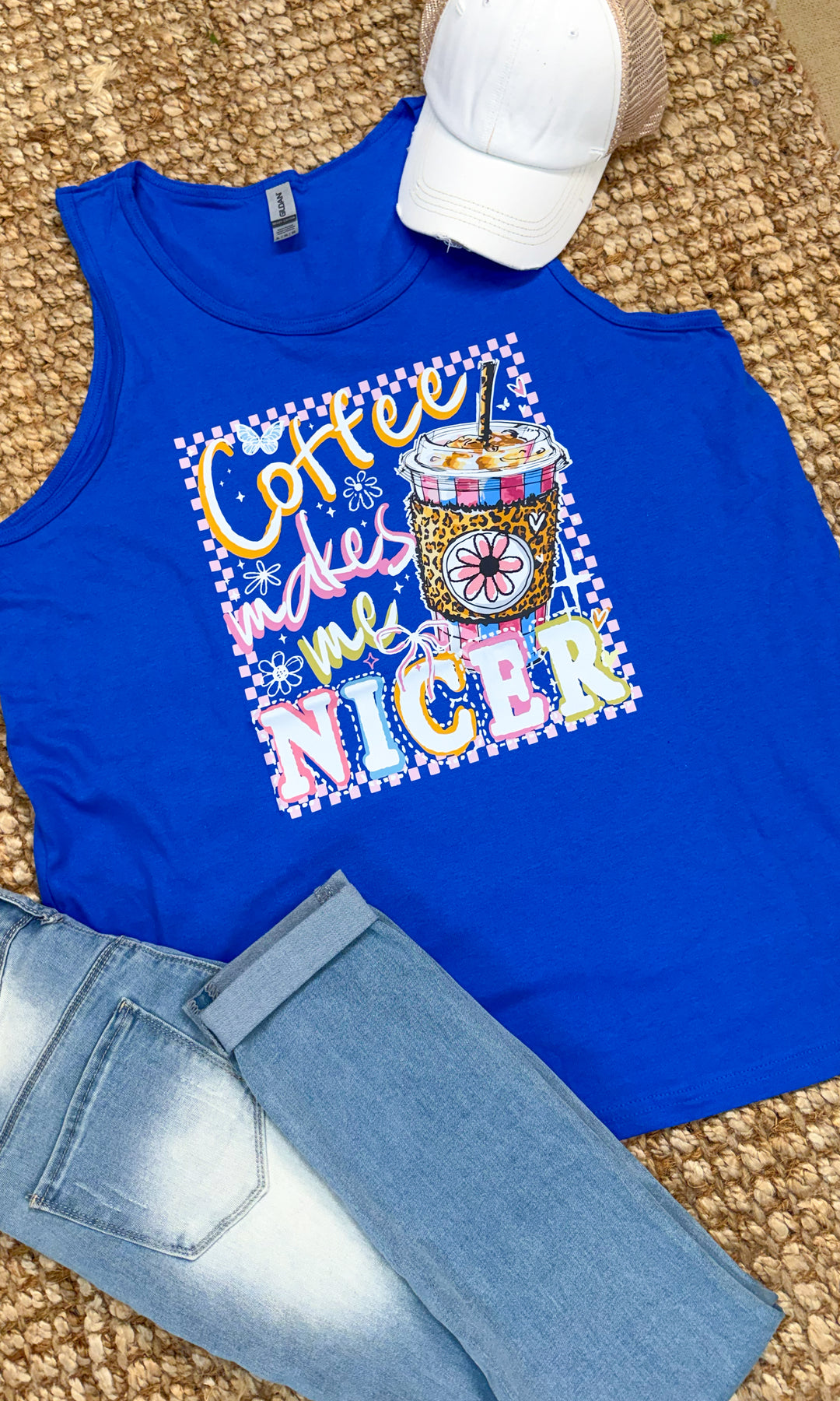 Coffee Makes Me Nicer Graphic Tank-Top
