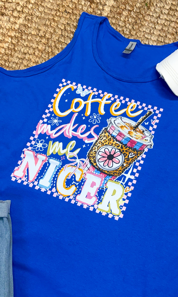Coffee Makes Me Nicer Graphic Tank-Top