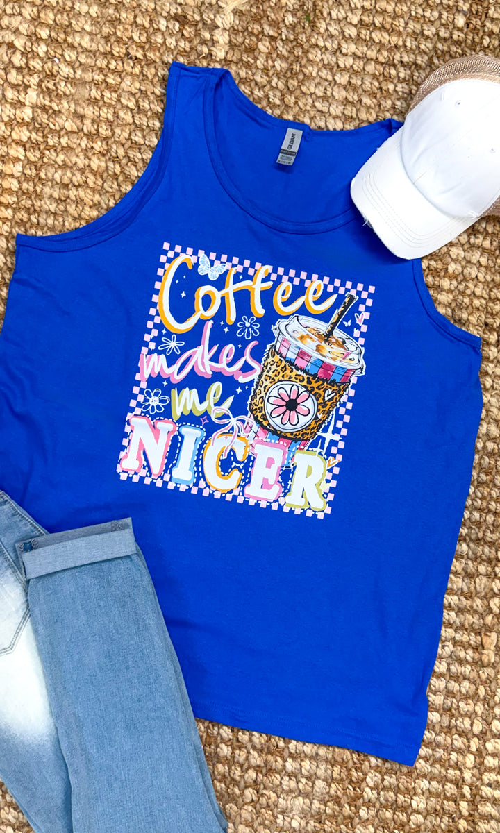 Coffee Makes Me Nicer Graphic Tank-Top