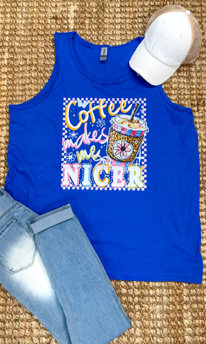 Coffee Makes Me Nicer Graphic Tank-Top