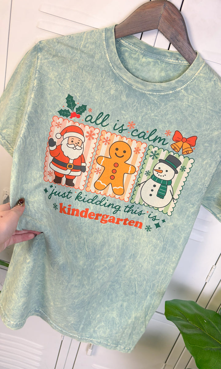 Custom All in Calm Christmas Grade Level Mineral Washed Graphic Tee