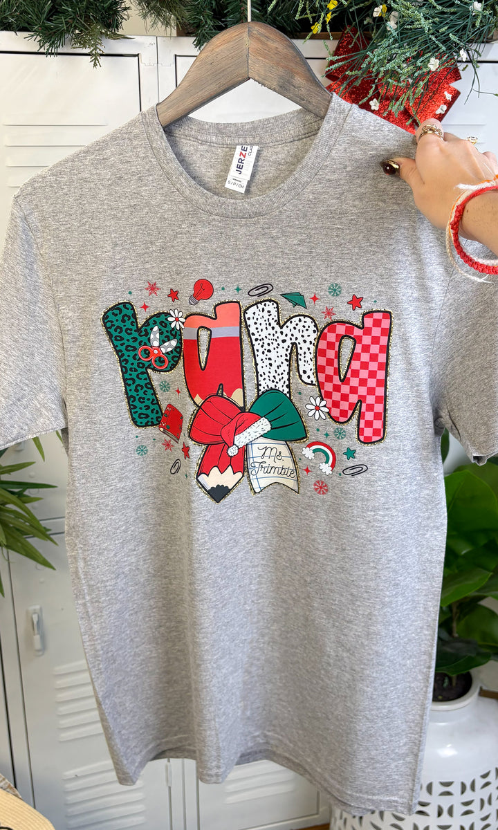 Custom Christmas Teacher Graphic T-Shirt