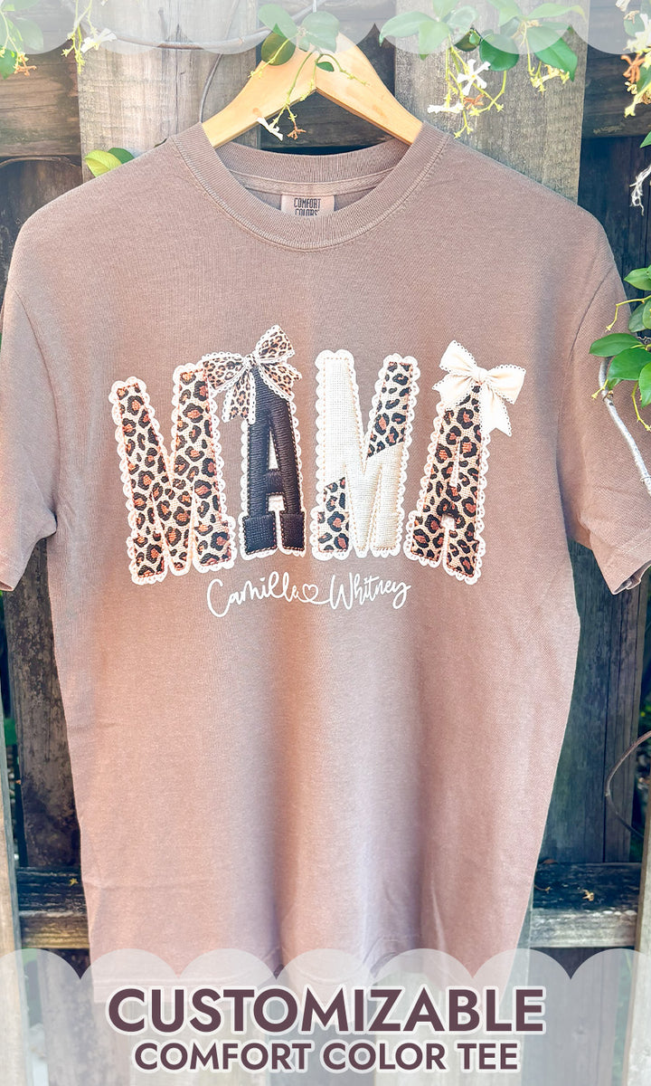Custom MAMA Leopard  Graphic Comfort Color T-Shirt