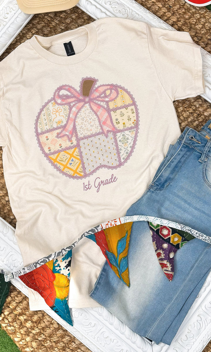 Custom Pattern Teacher Apple Graphic T-Shirt
