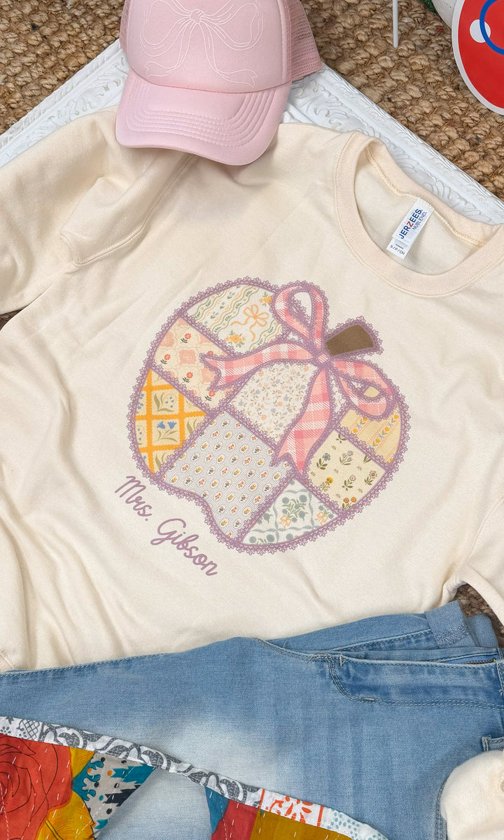 Custom Pattern Teacher Apple Graphic Sweatshirt