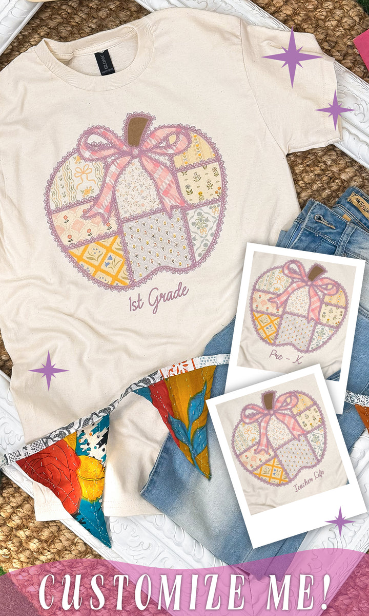 Custom Pattern Teacher Apple Graphic T-Shirt