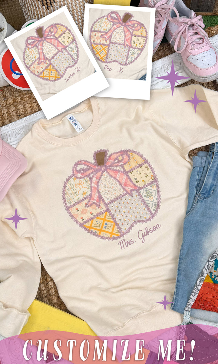 Custom Pattern Teacher Apple Graphic Sweatshirt
