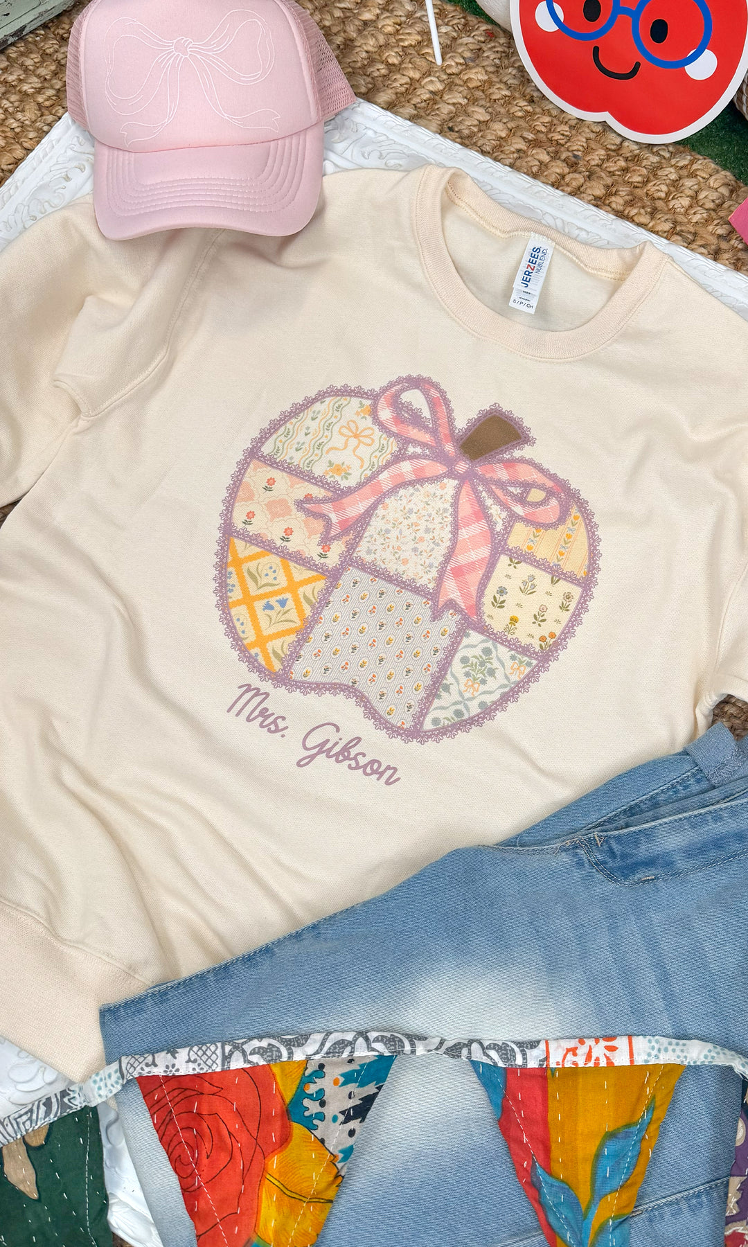 Custom Pattern Teacher Apple Graphic Sweatshirt