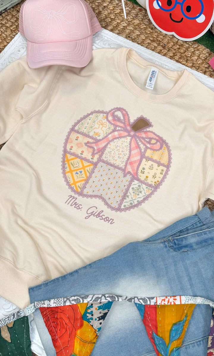 Custom Pattern Teacher Apple Graphic Sweatshirt