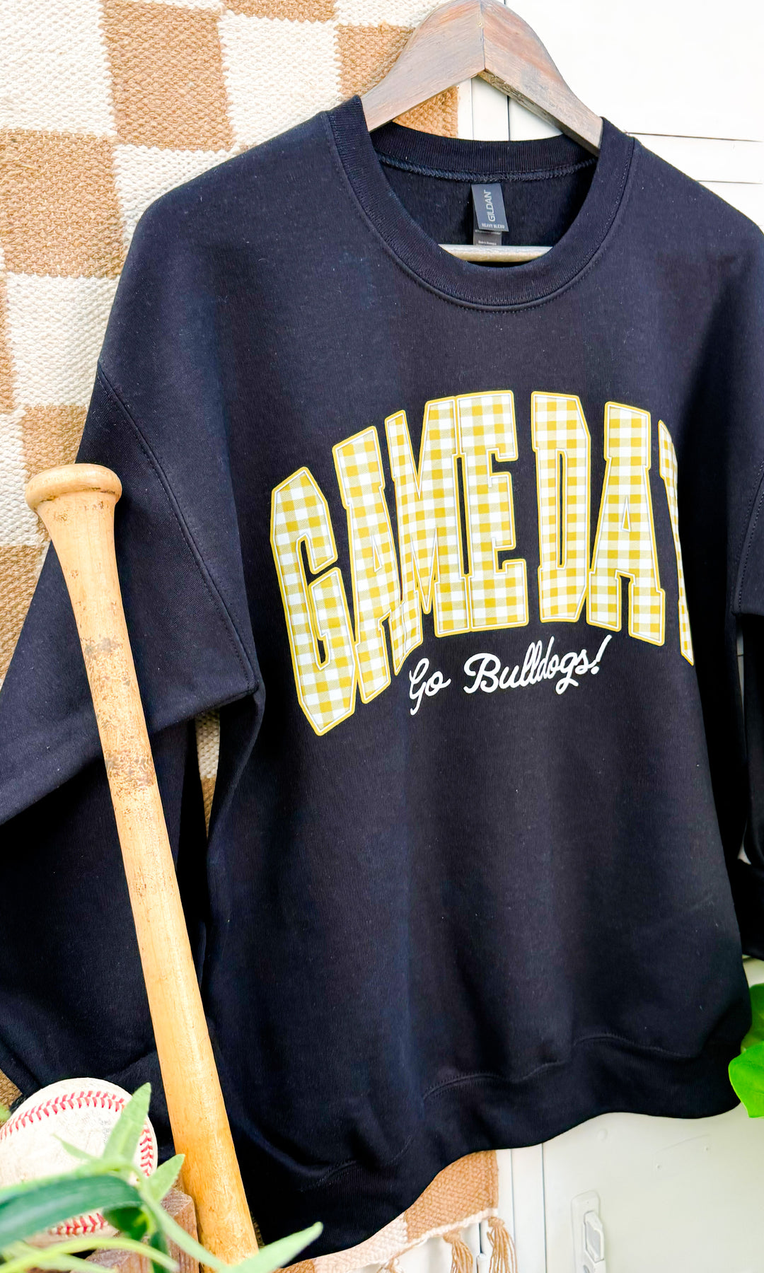 Custom Plaid Game-Day  Graphic Sweatshirt
