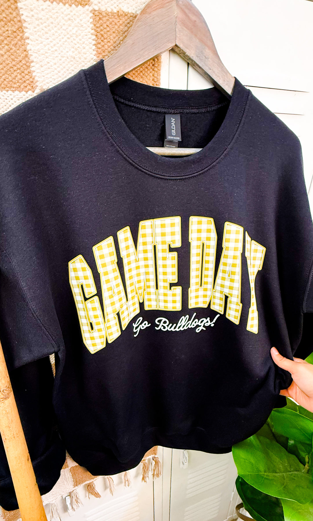 Custom Plaid Game-Day  Graphic Sweatshirt