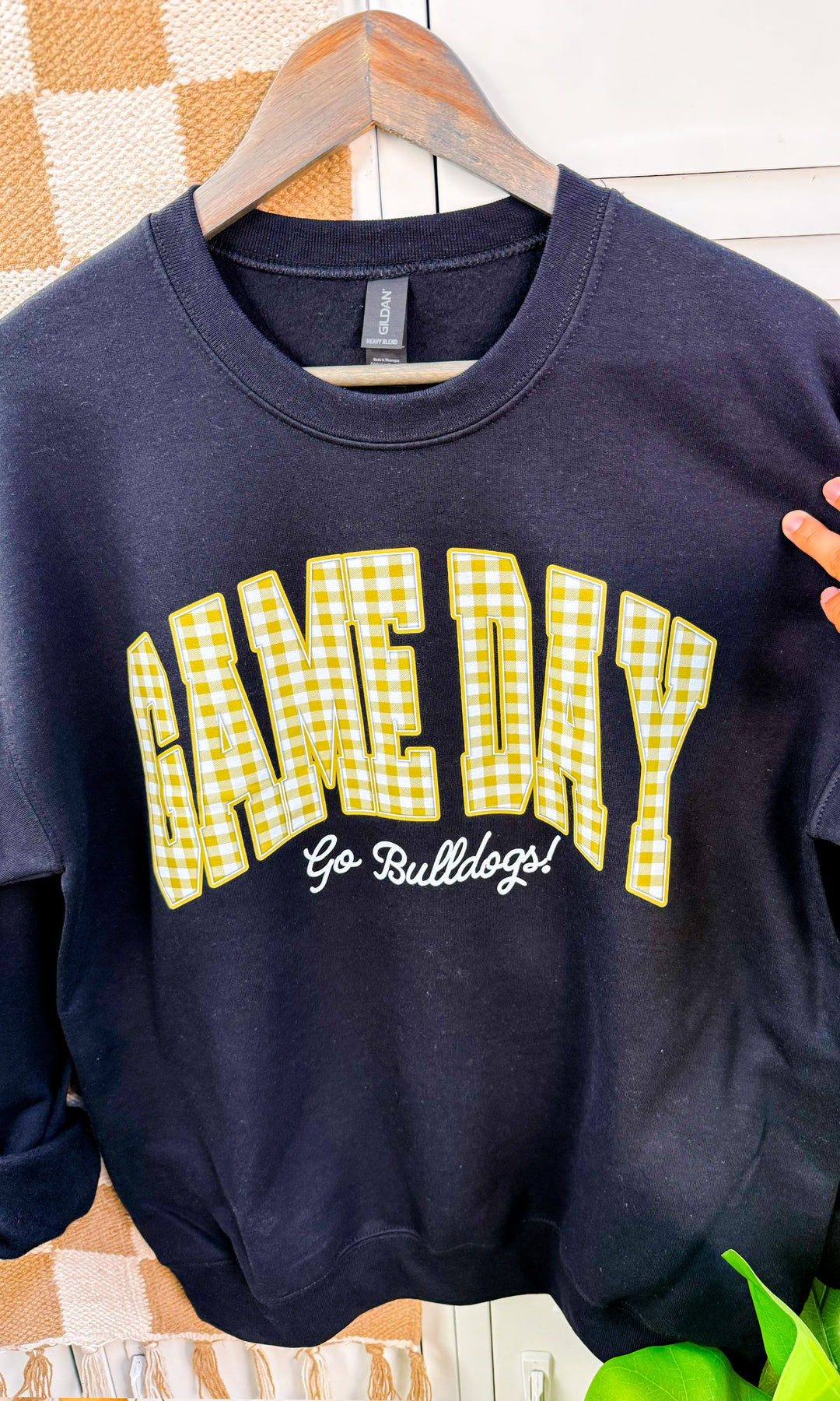 Custom Plaid Game-Day  Graphic Sweatshirt