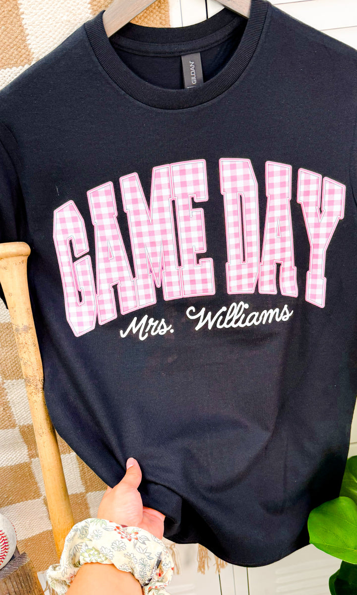 Custom Plaid Game-Day Graphic T-Shirt