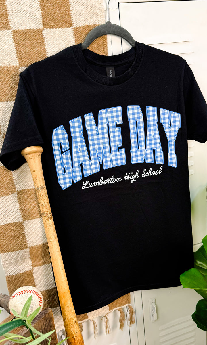 Custom Plaid Game-Day Graphic T-Shirt