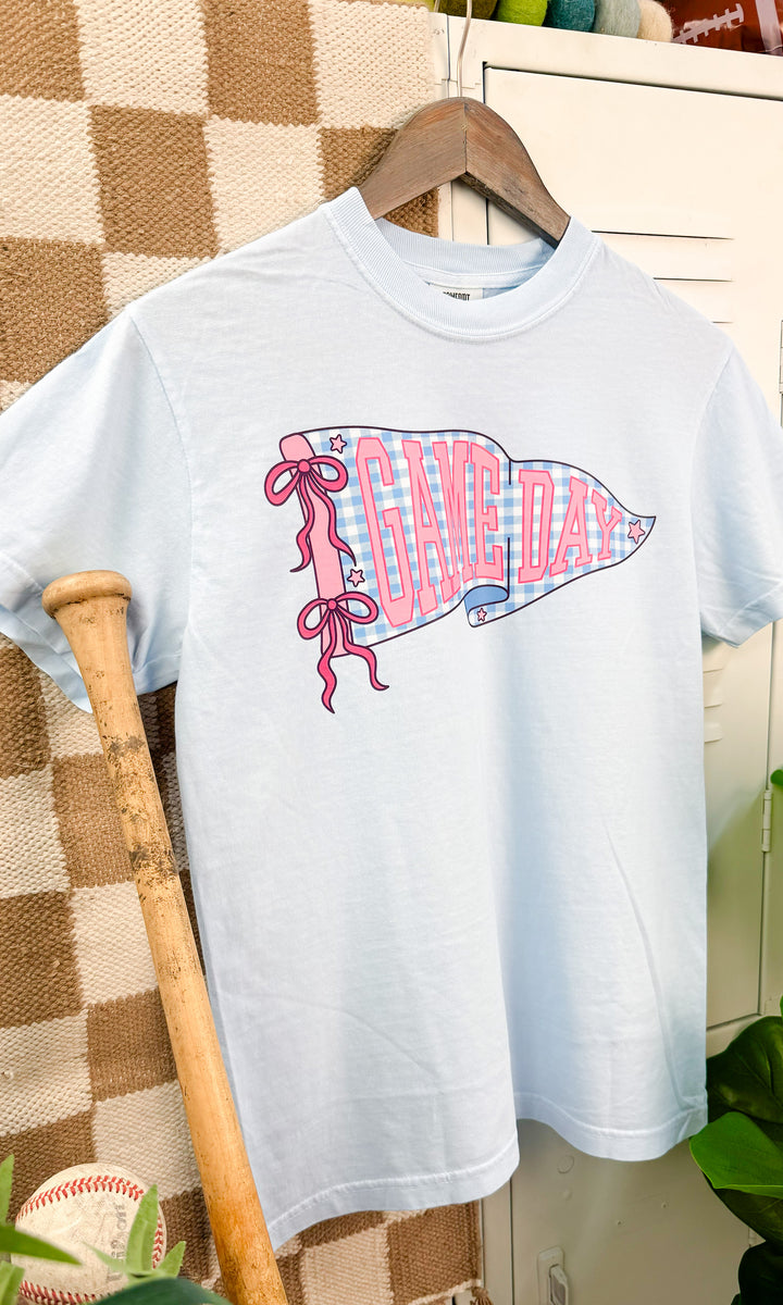 Custom Plaid School Spirit Pennant Graphic Comfort Color T-Shirt