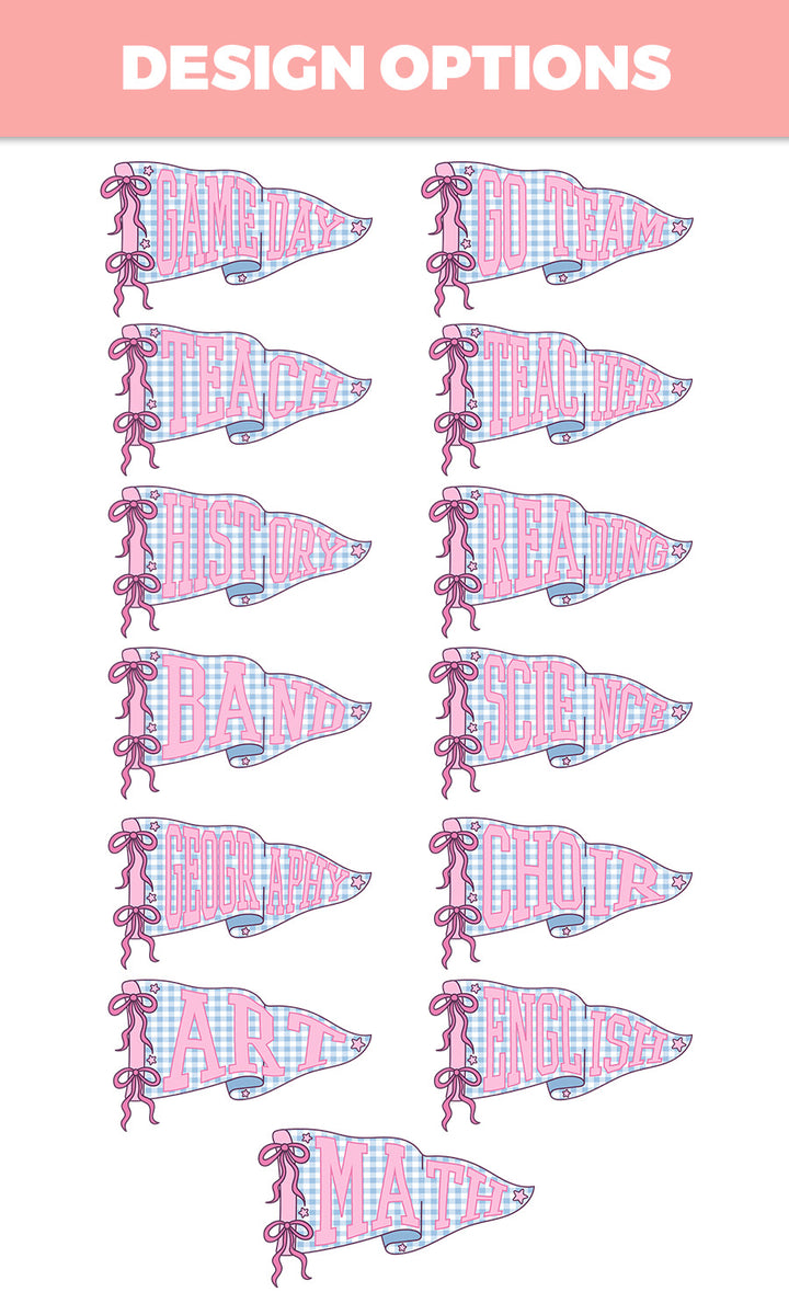 Custom Plaid School Spirit Pennant Graphic Comfort Color T-Shirt