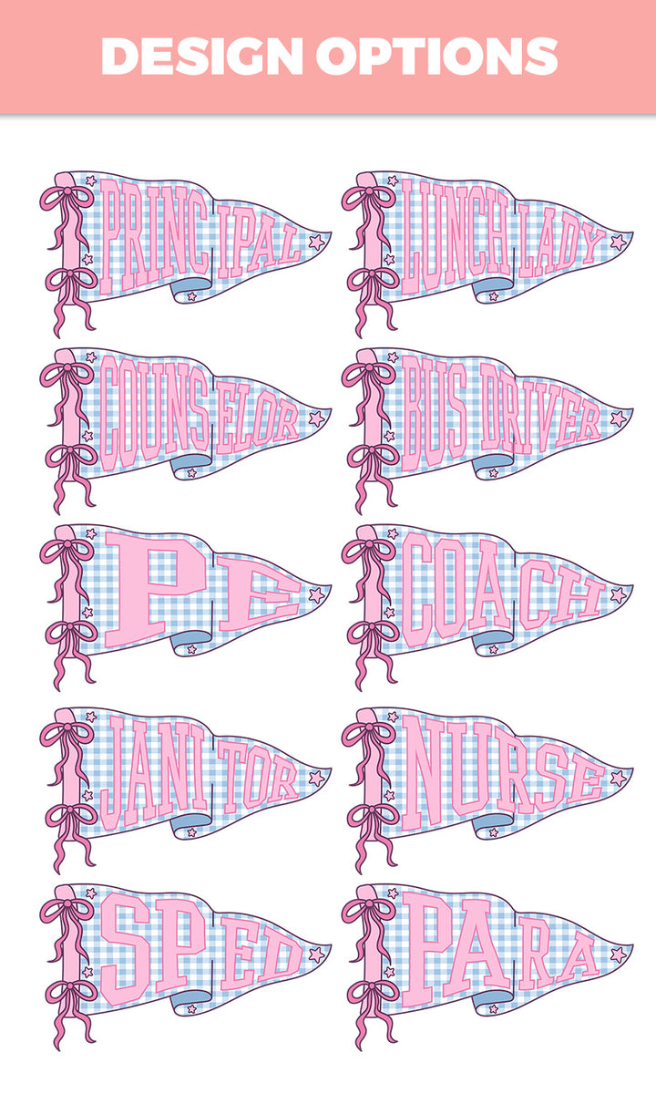 Custom Plaid School Spirit Pennant Graphic Comfort Color T-Shirt