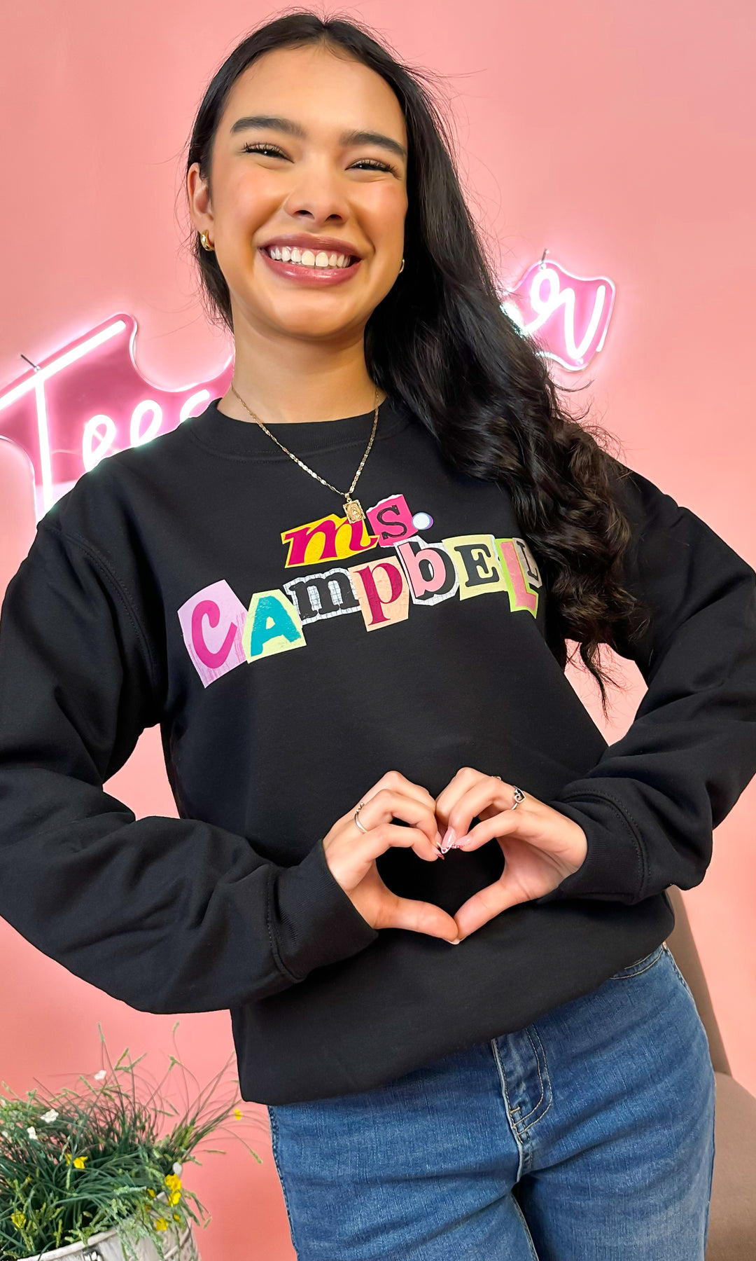 Custom Teacher Newspaper Note Graphic Sweatshirt