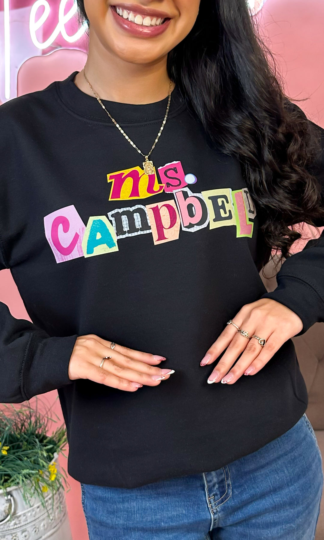Custom Teacher Newspaper Note Graphic Sweatshirt